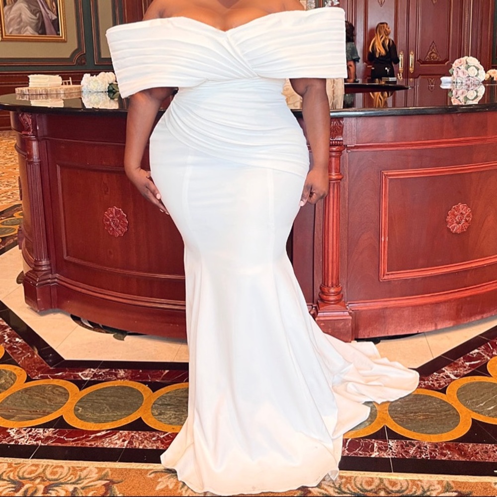 Ivory off shoulder dress